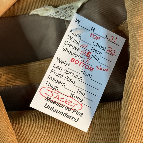 Knack 70’s 3 piece tan corduroy suit. 44 jacket 36” pants. Slight discolor patch - Picture 3 of 14